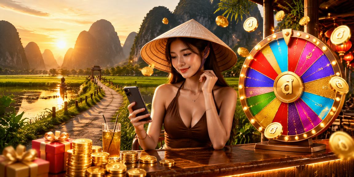 Bàn roulette phong cách Việt Nam với hình ảnh nón lá đặc trưng tại Ninh Bình